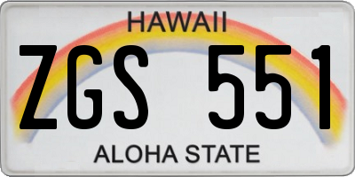 HI license plate ZGS551