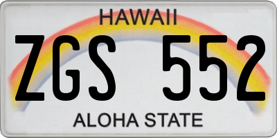 HI license plate ZGS552