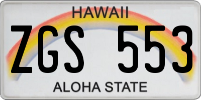HI license plate ZGS553