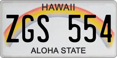 HI license plate ZGS554