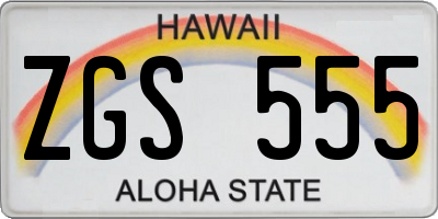 HI license plate ZGS555