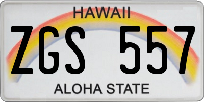 HI license plate ZGS557