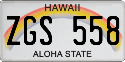 HI license plate ZGS558