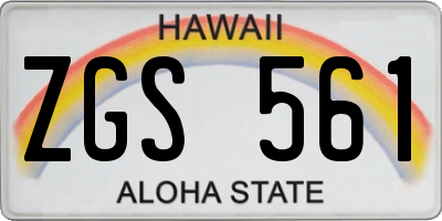 HI license plate ZGS561