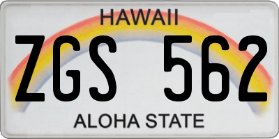 HI license plate ZGS562