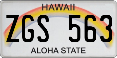 HI license plate ZGS563