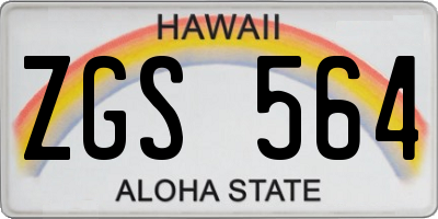 HI license plate ZGS564