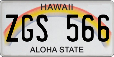 HI license plate ZGS566