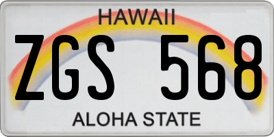 HI license plate ZGS568