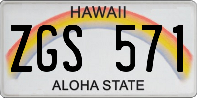 HI license plate ZGS571