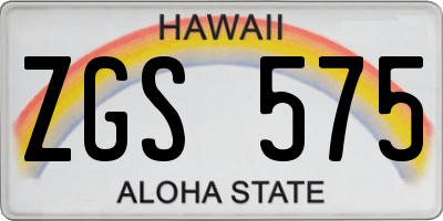 HI license plate ZGS575