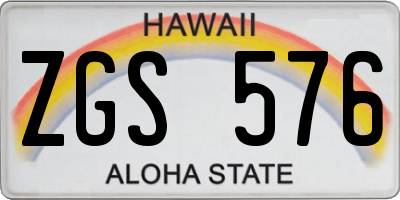 HI license plate ZGS576