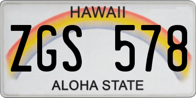 HI license plate ZGS578