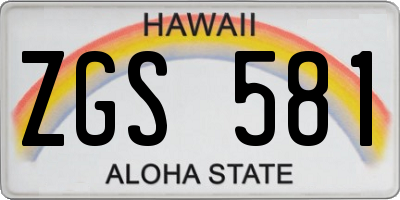 HI license plate ZGS581