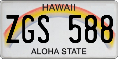 HI license plate ZGS588