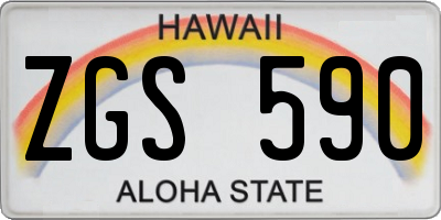 HI license plate ZGS590