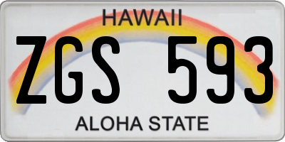 HI license plate ZGS593