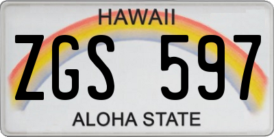 HI license plate ZGS597