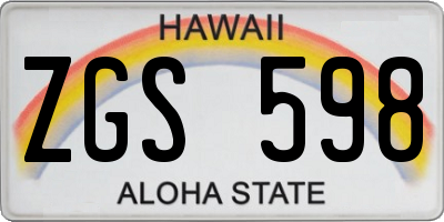 HI license plate ZGS598