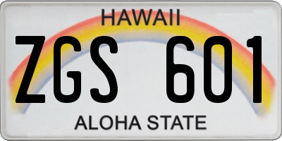 HI license plate ZGS601