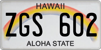 HI license plate ZGS602