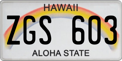 HI license plate ZGS603