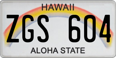 HI license plate ZGS604