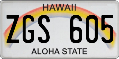 HI license plate ZGS605