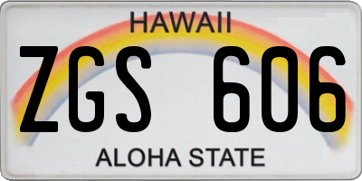 HI license plate ZGS606