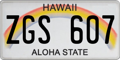 HI license plate ZGS607