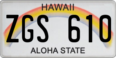 HI license plate ZGS610