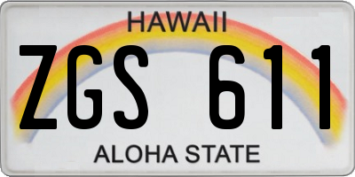 HI license plate ZGS611