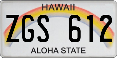 HI license plate ZGS612