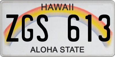 HI license plate ZGS613