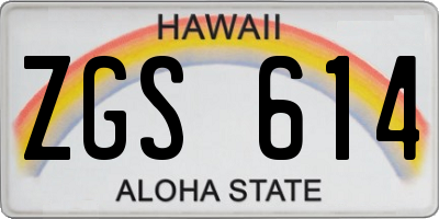 HI license plate ZGS614