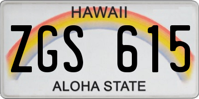 HI license plate ZGS615