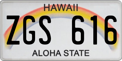 HI license plate ZGS616