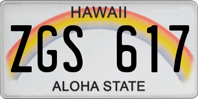 HI license plate ZGS617