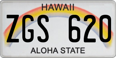 HI license plate ZGS620