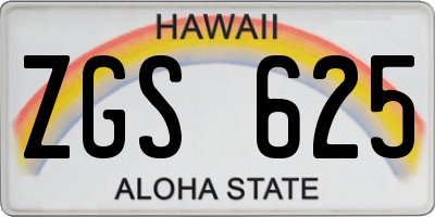 HI license plate ZGS625