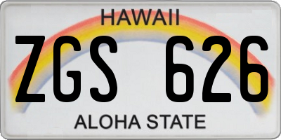 HI license plate ZGS626