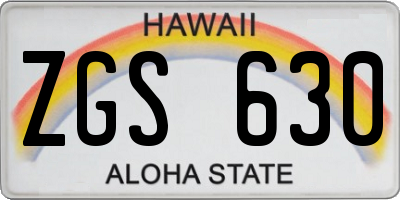HI license plate ZGS630