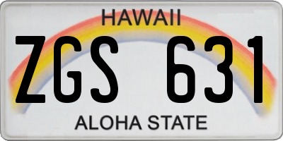 HI license plate ZGS631