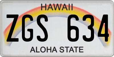 HI license plate ZGS634