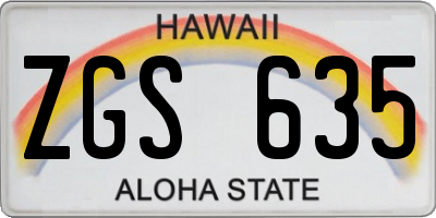 HI license plate ZGS635
