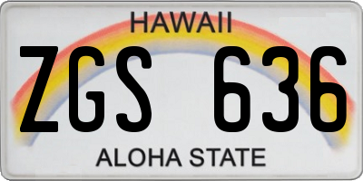 HI license plate ZGS636