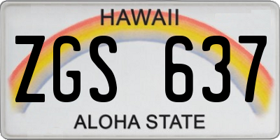 HI license plate ZGS637