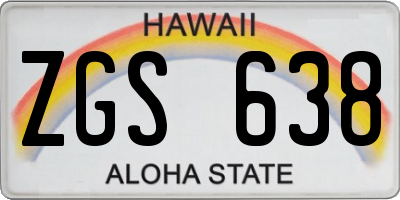 HI license plate ZGS638
