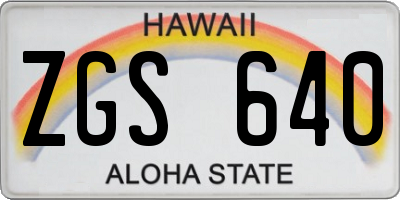 HI license plate ZGS640