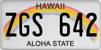 HI license plate ZGS642